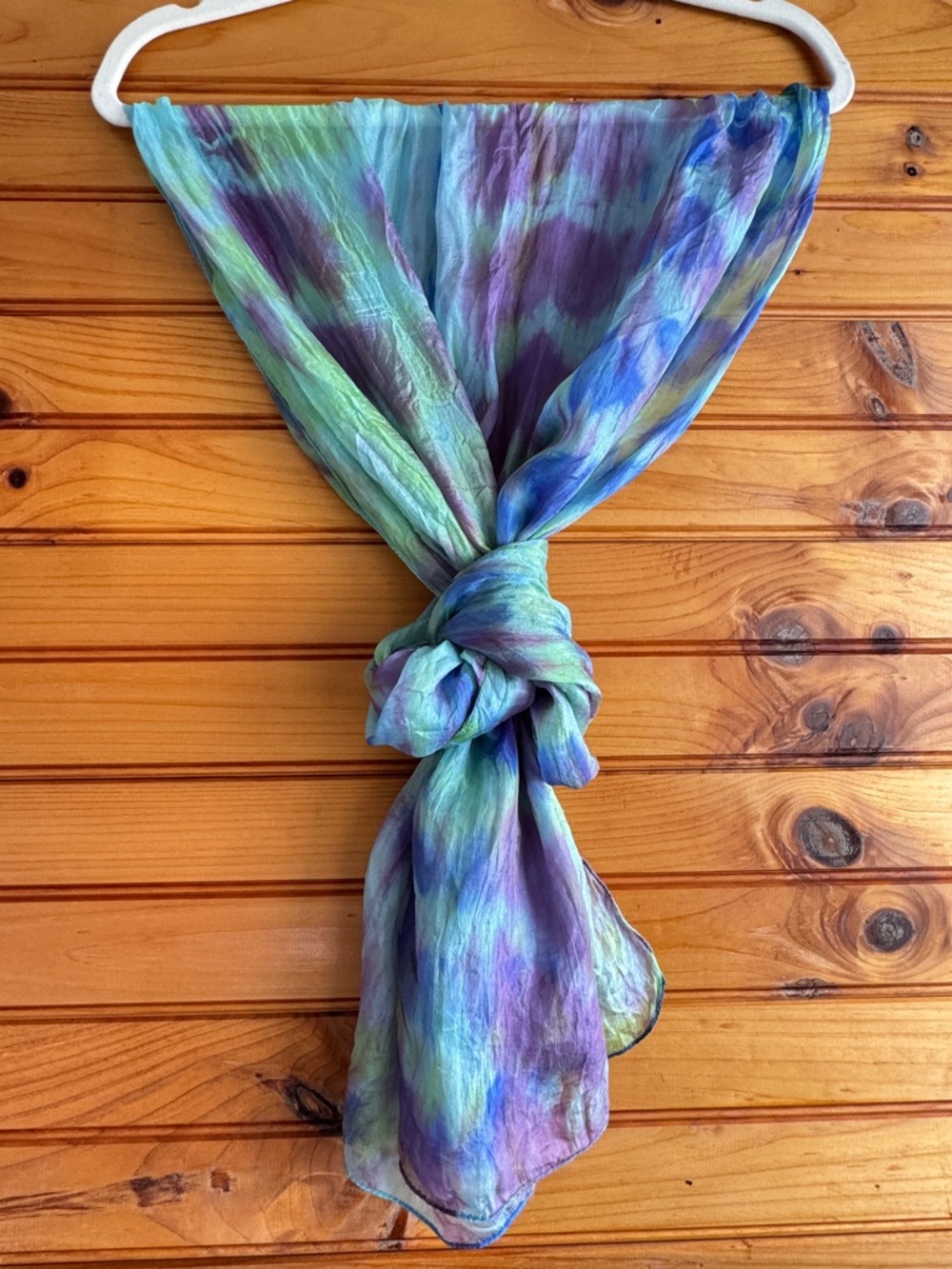 Signals 100% Silk Scarf Watercolor Tie Dye 76x21 Long Wrap Shawl Multicolor